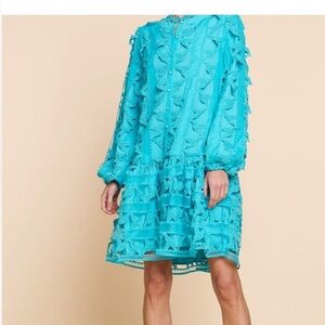 Chic Turquoise Long Sleeve Dress